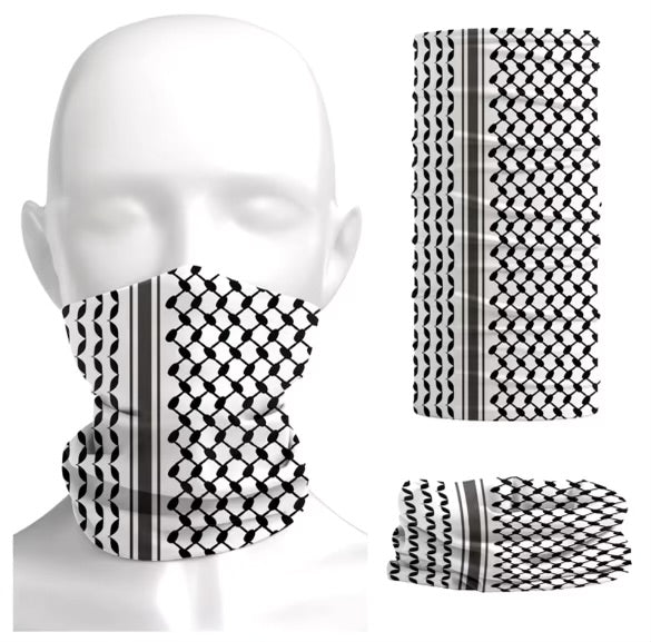 Kufiya Bandana Neck,  Mask Scarf Headband Seamless Cycling Face Cover