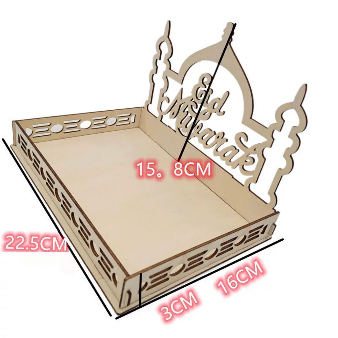 Eid Mubarak Wooden Tray