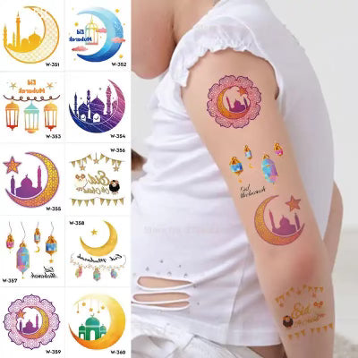 10Pcs Eid Mubarak Temporary Tattoo Stickers