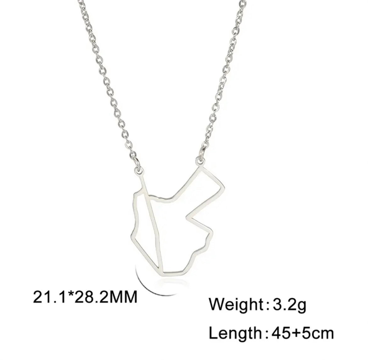 Jordan / Palestine Map Necklace