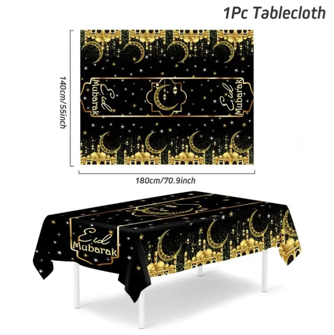 Eid Mubarak Table Cloth (70in by 55 in