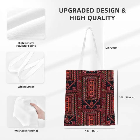 Tote Shoulder Bag Big Capacity Palestine Tatreez Folk Handbag