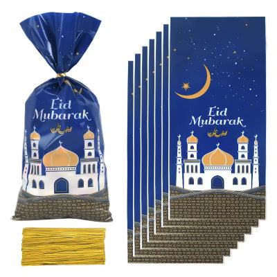 Eid Mubarak Plastic Gift Bags (50pcs)